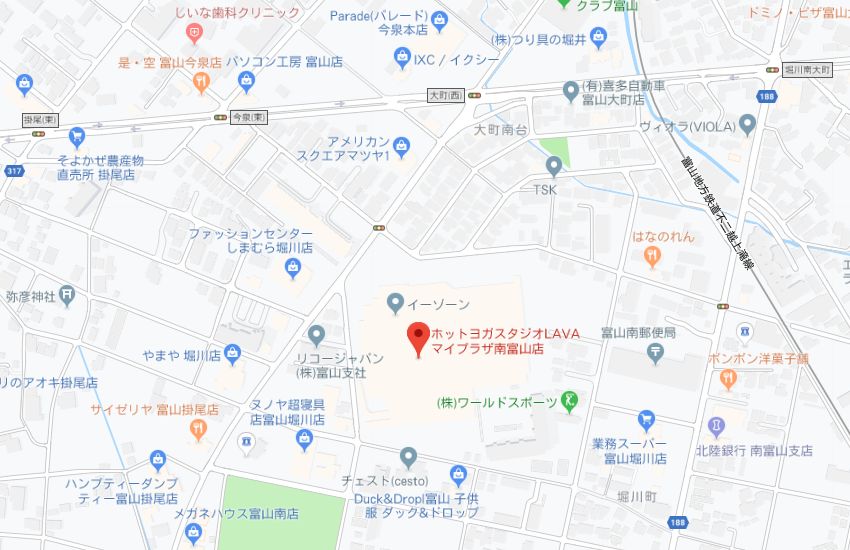 ホットヨガスタジオLAVAマイプラザ南富山店地図