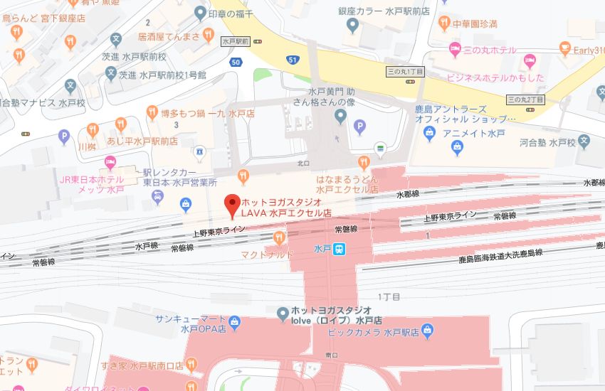 ホットヨガスタジオLAVA水戸エクセル店地図