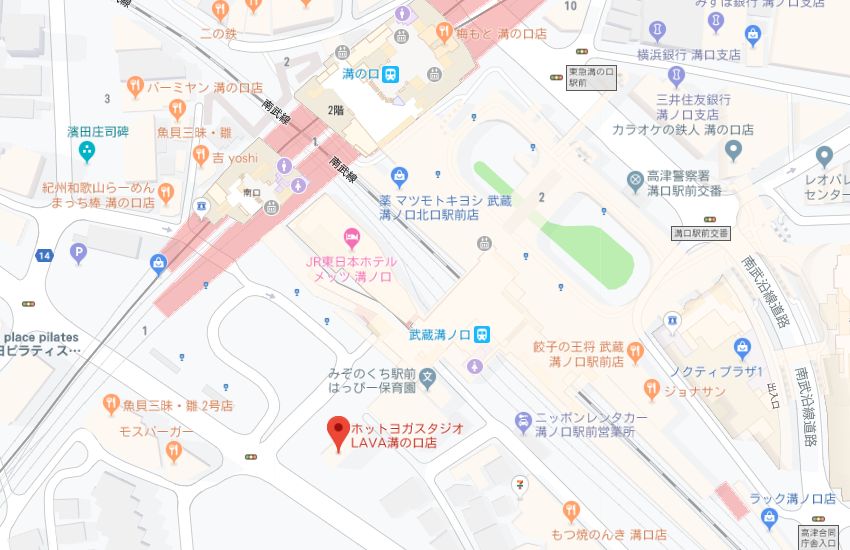 ホットヨガスタジオLAVA溝の口店地図