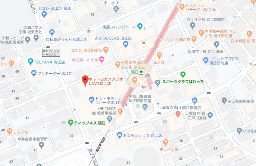 ホットヨガスタジオLAVA瑞江店地図