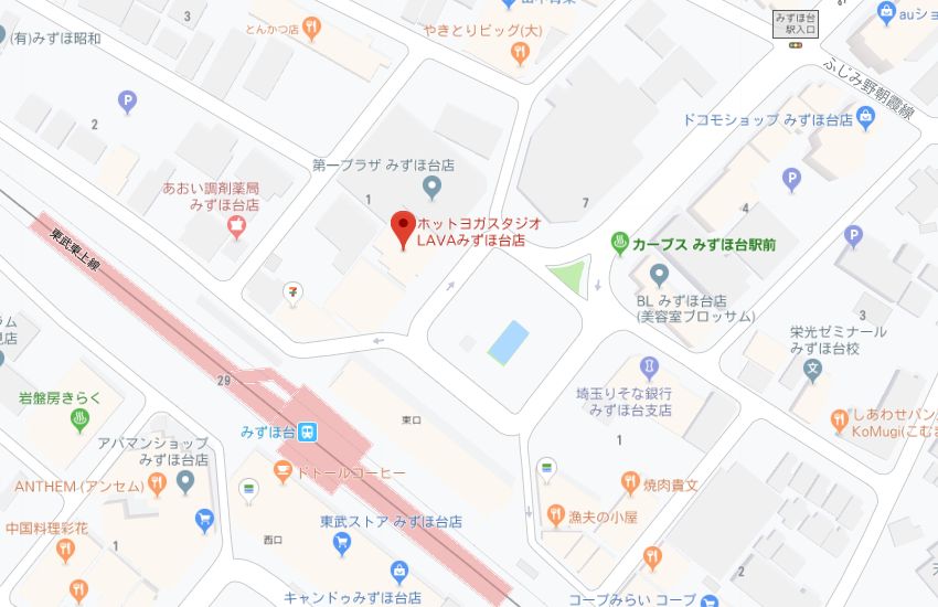 ホットヨガスタジオLAVAみずほ台店地図