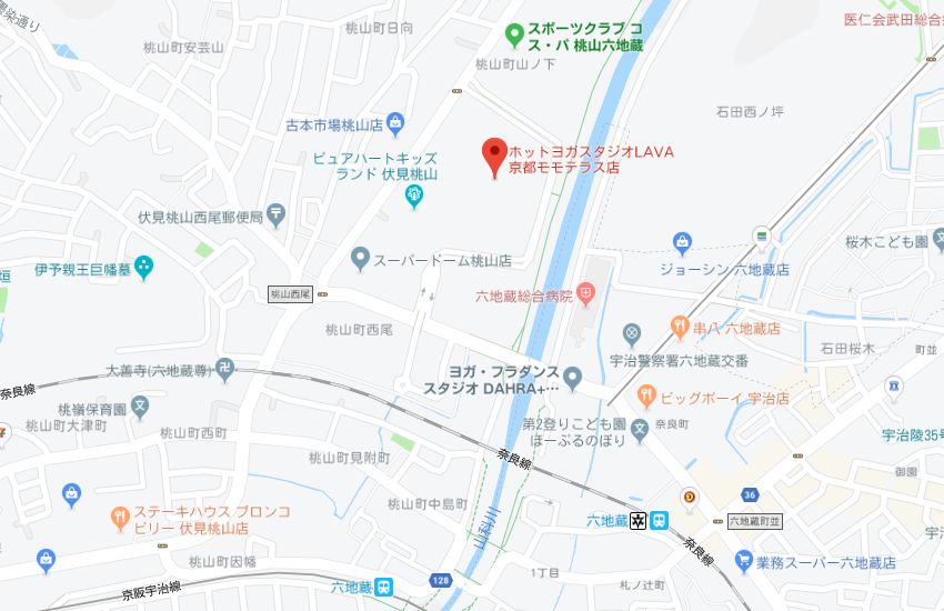 ホットヨガスタジオLAVA京都モモテラス店地図