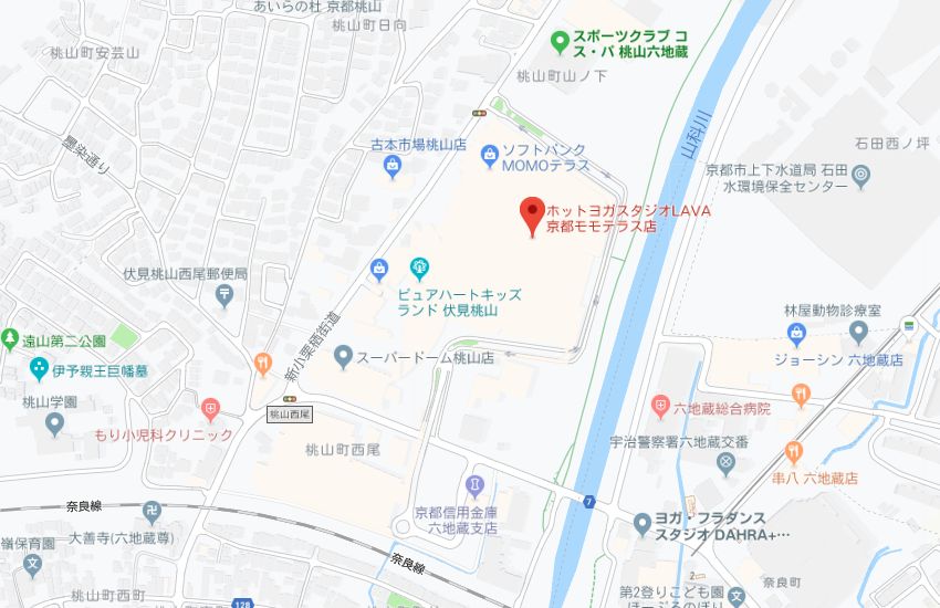 ホットヨガスタジオLAVA京都モモテラス店地図