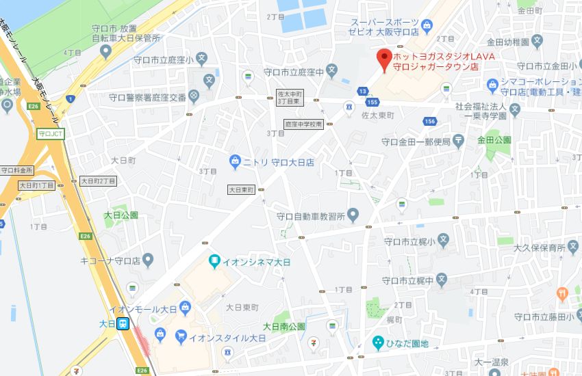 ホットヨガスタジオLAVA守口ジャガータウン店地図