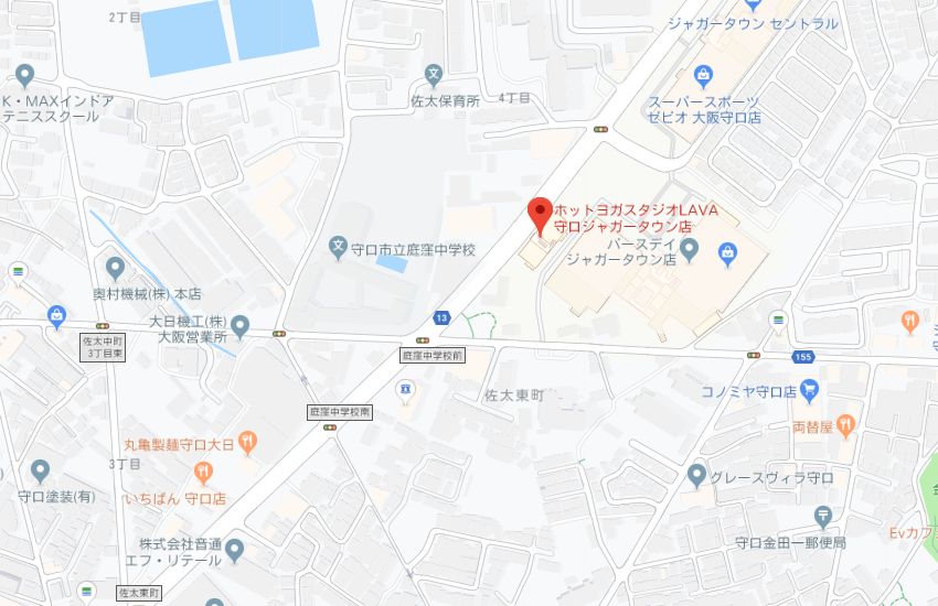 ホットヨガスタジオLAVA守口ジャガータウン店地図