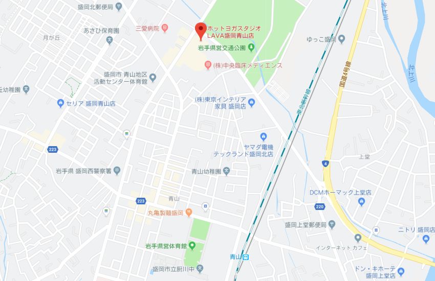ホットヨガスタジオLAVA盛岡青山店地図