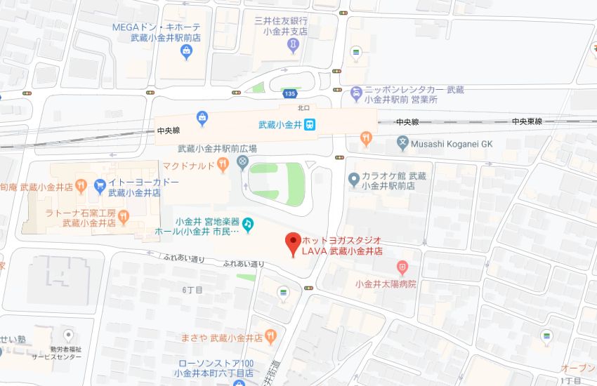 ホットヨガスタジオLAVA武蔵小金井店地図