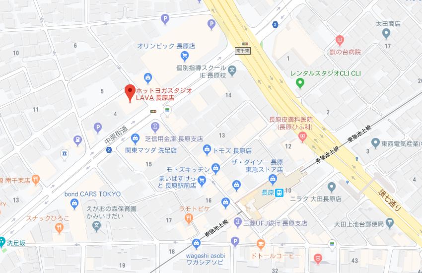 ホットヨガスタジオLAVA長原店地図