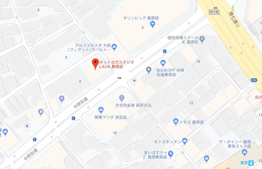 ホットヨガスタジオLAVA長原店地図