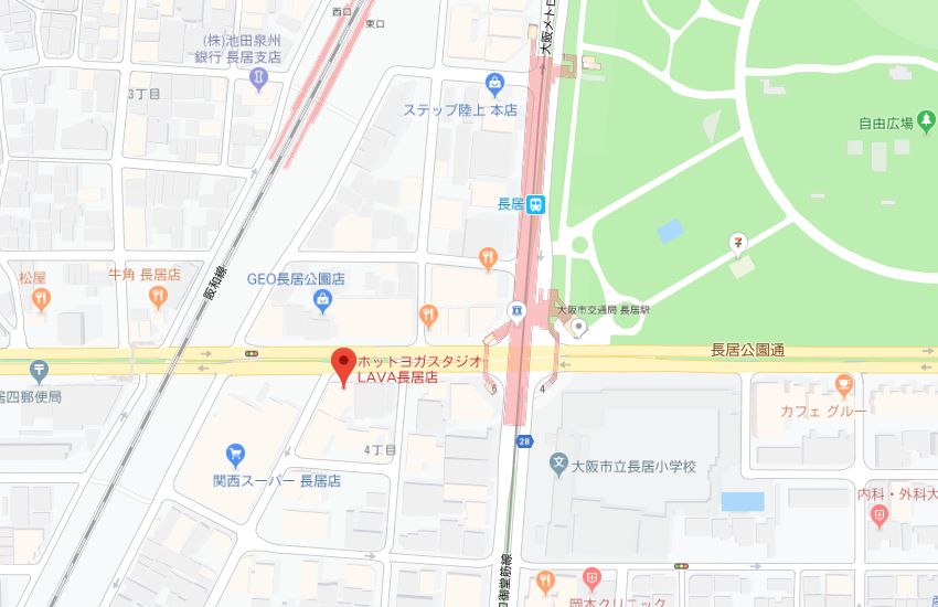 ホットヨガスタジオLAVA長居店地図