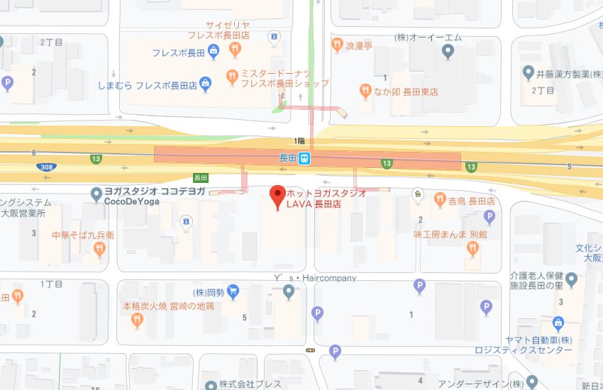 ホットヨガスタジオLAVA長田店地図