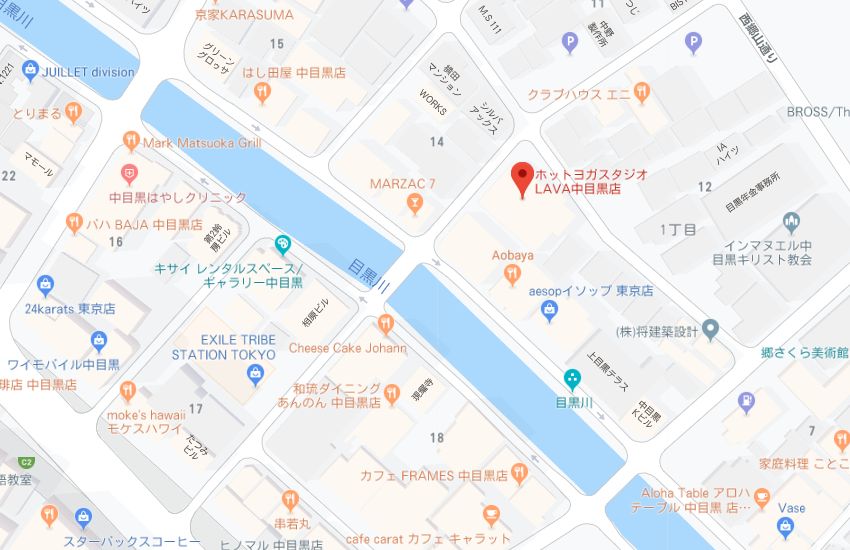 ホットヨガスタジオLAVA中目黒店地図