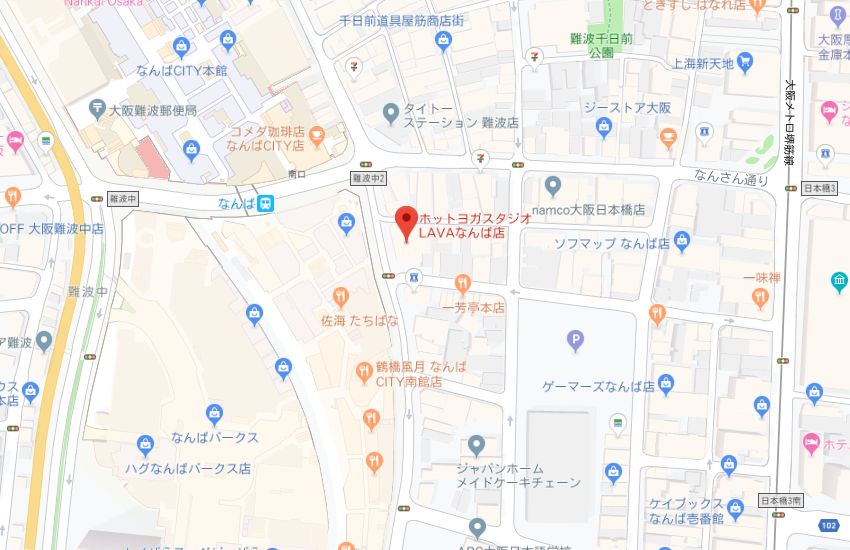ホットヨガスタジオLAVAなんば店地図