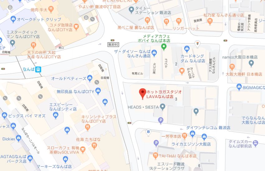 ホットヨガスタジオLAVAなんば店地図