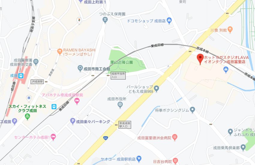 ホットヨガスタジオLAVAイオンタウン成田富里店地図