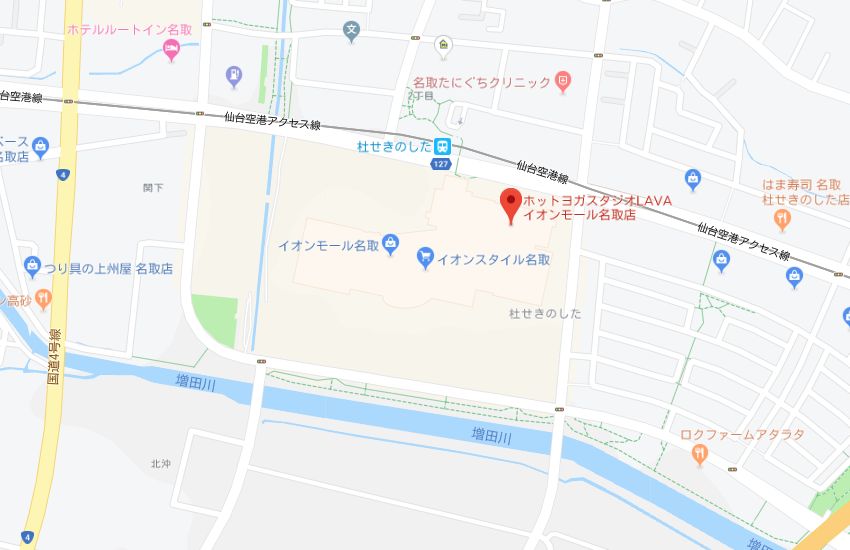 ホットヨガスタジオLAVAイオンモール名取店地図