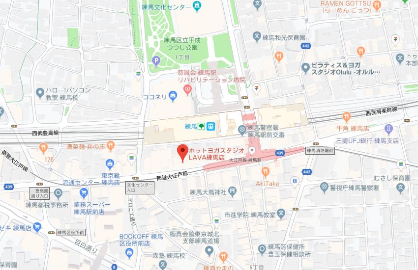 ホットヨガスタジオLAVA練馬店地図