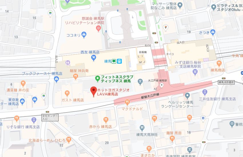 ホットヨガスタジオLAVA練馬店地図