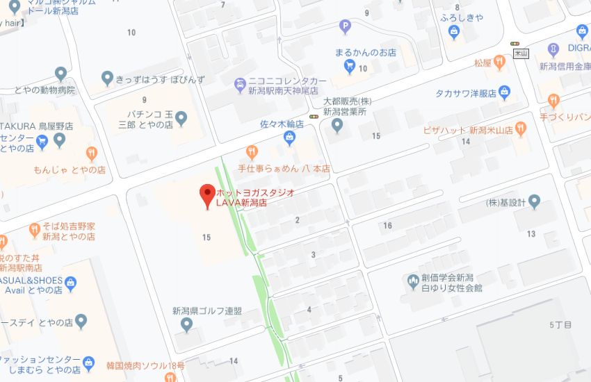 ホットヨガスタジオLAVA新潟店地図