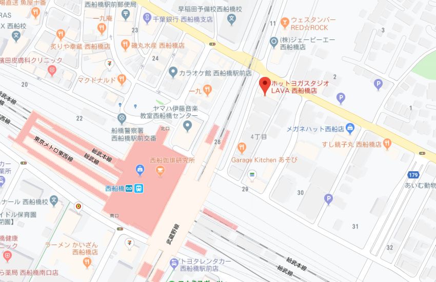 ホットヨガスタジオLAVA西船橋店地図