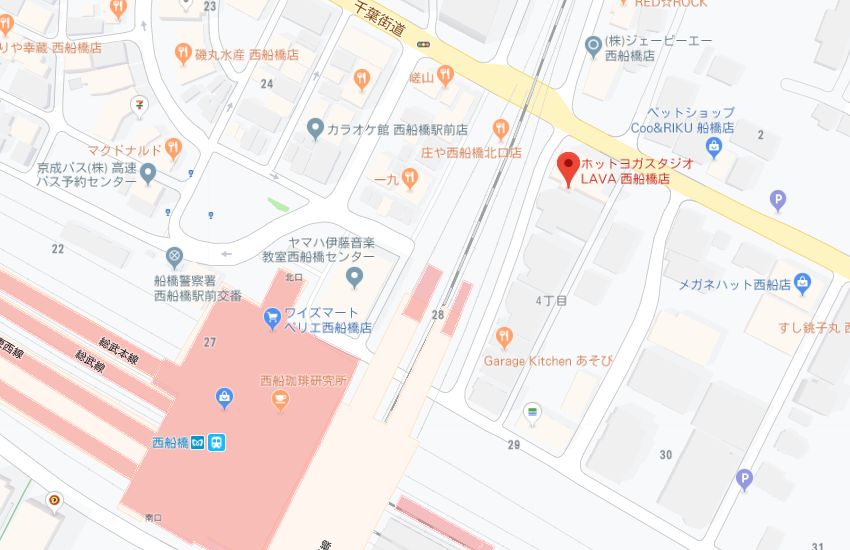 ホットヨガスタジオLAVA西船橋店地図
