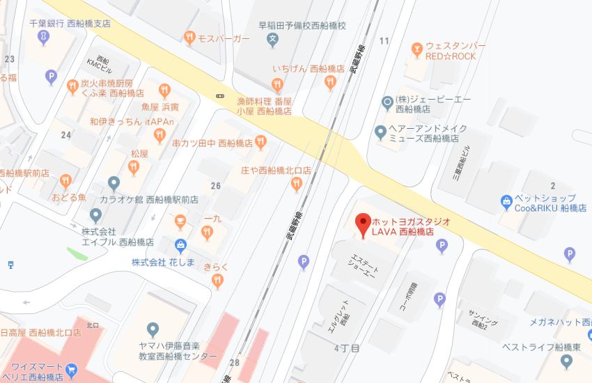 ホットヨガスタジオLAVA西船橋店地図