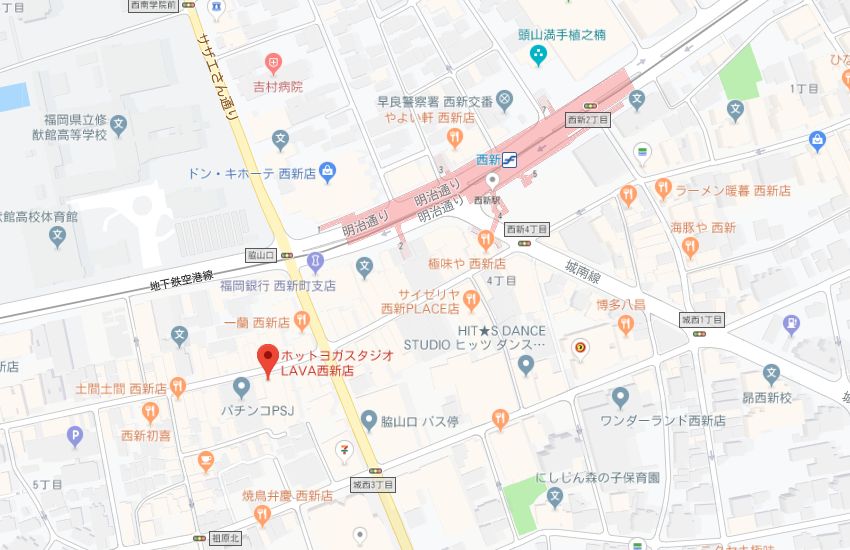 ホットヨガスタジオLAVA西新店地図
