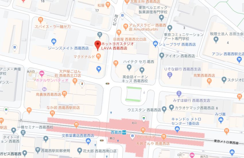 ホットヨガスタジオLAVA西葛西店地図