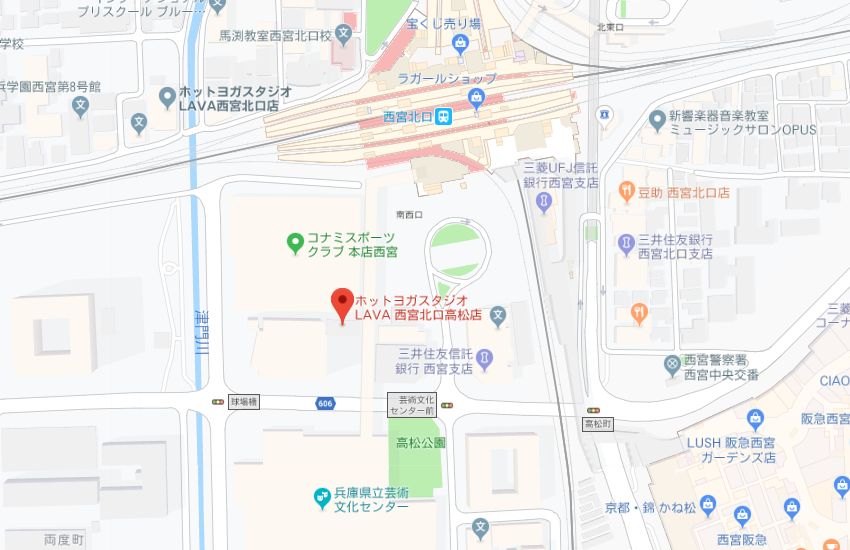 ホットヨガスタジオLAVA西宮北口高松店地図