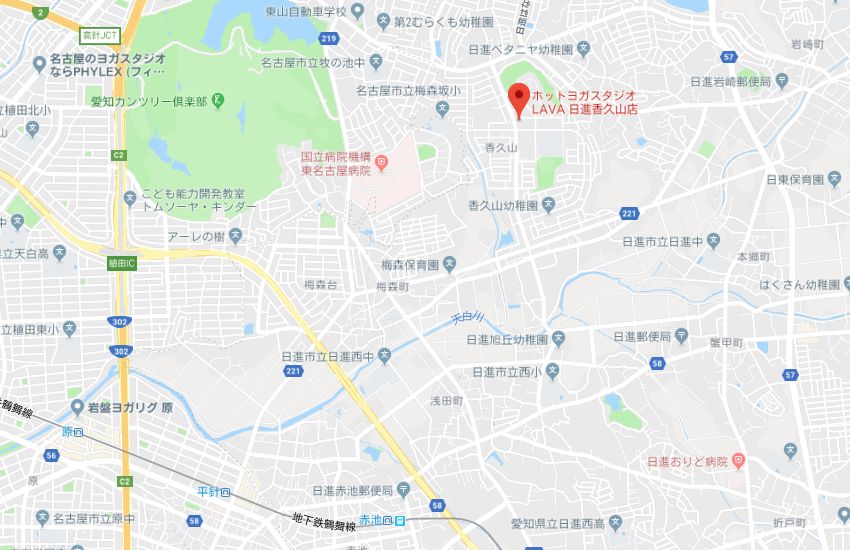 ホットヨガスタジオLAVA日進香久山店地図