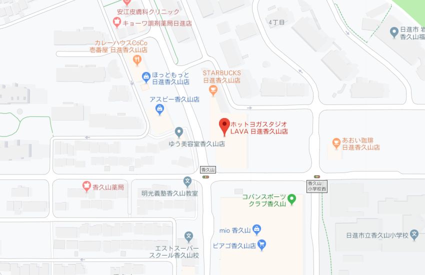 ホットヨガスタジオLAVA日進香久山店地図