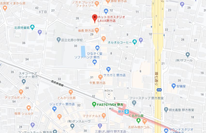 ホットヨガスタジオLAVA野方店地図