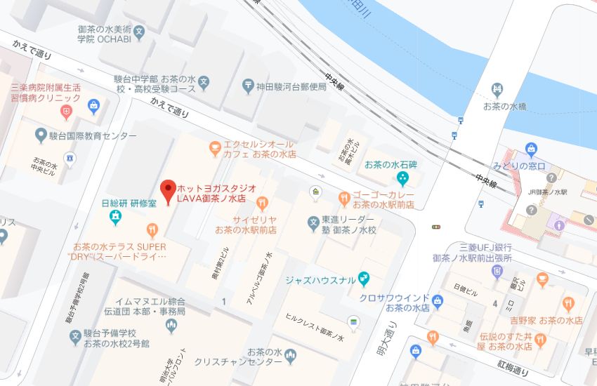 ホットヨガスタジオLAVA御茶ノ水店地図
