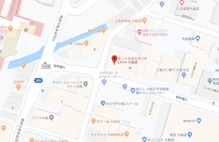 ホットヨガスタジオLAVA大船店地図