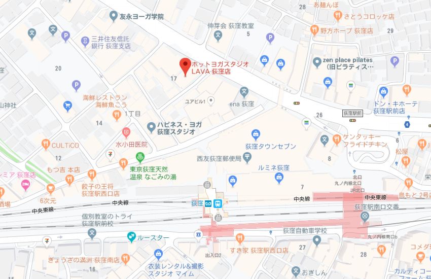 ホットヨガスタジオLAVA荻窪店地図