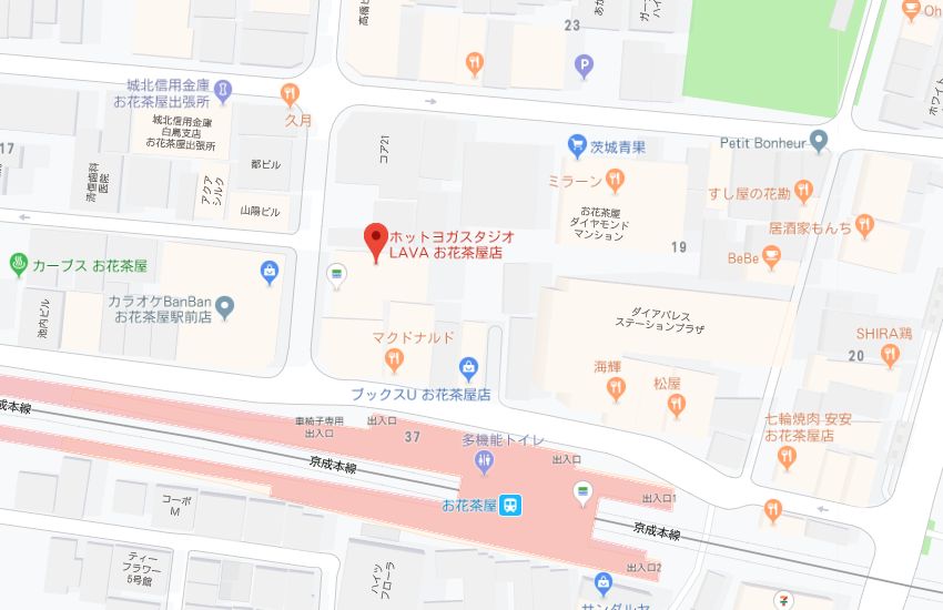 ホットヨガスタジオLAVAお花茶屋店地図