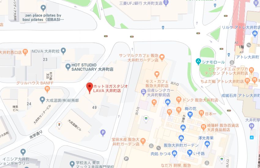 ホットヨガスタジオLAVA大井町店地図