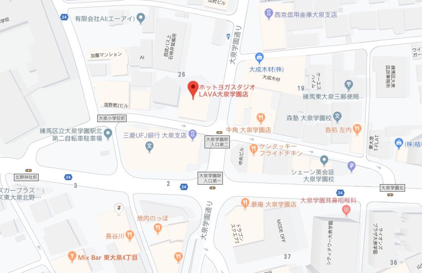 ホットヨガスタジオLAVA大泉学園店地図
