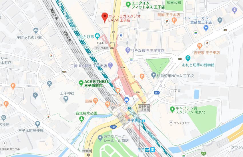 ホットヨガスタジオLAVA王子店地図