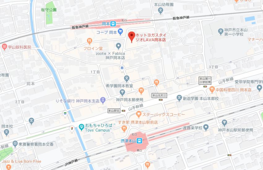 ホットヨガスタジオLAVA岡本店地図