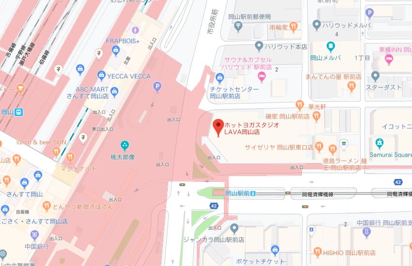 ホットヨガスタジオLAVA岡山店地図