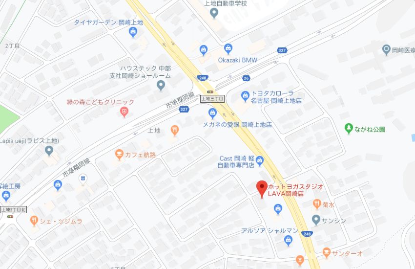 ホットヨガスタジオLAVA岡崎店地図