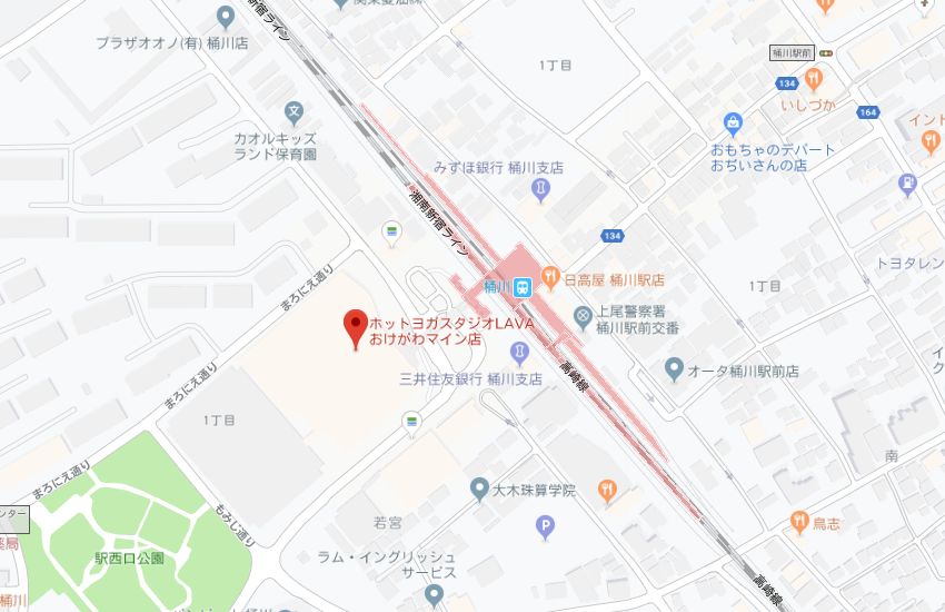ホットヨガスタジオLAVAおけがわマイン店地図