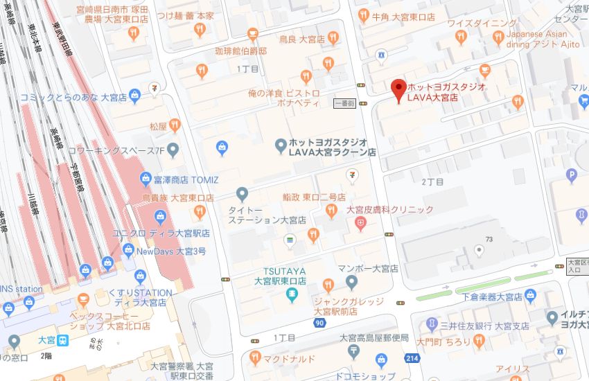 ホットヨガスタジオLAVA大宮店地図