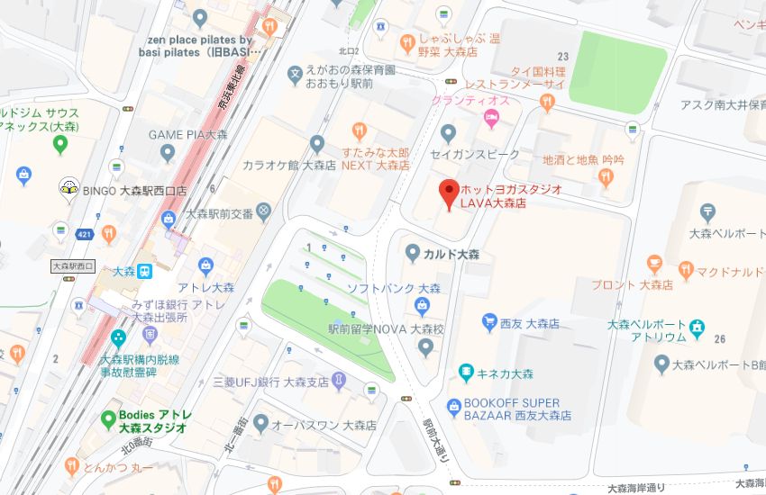 ホットヨガスタジオLAVA大森店地図