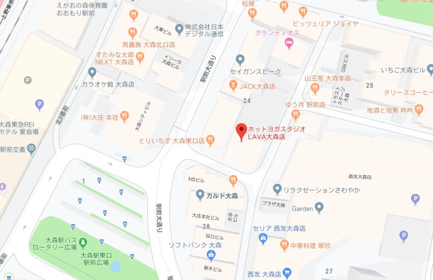 ホットヨガスタジオLAVA大森店地図