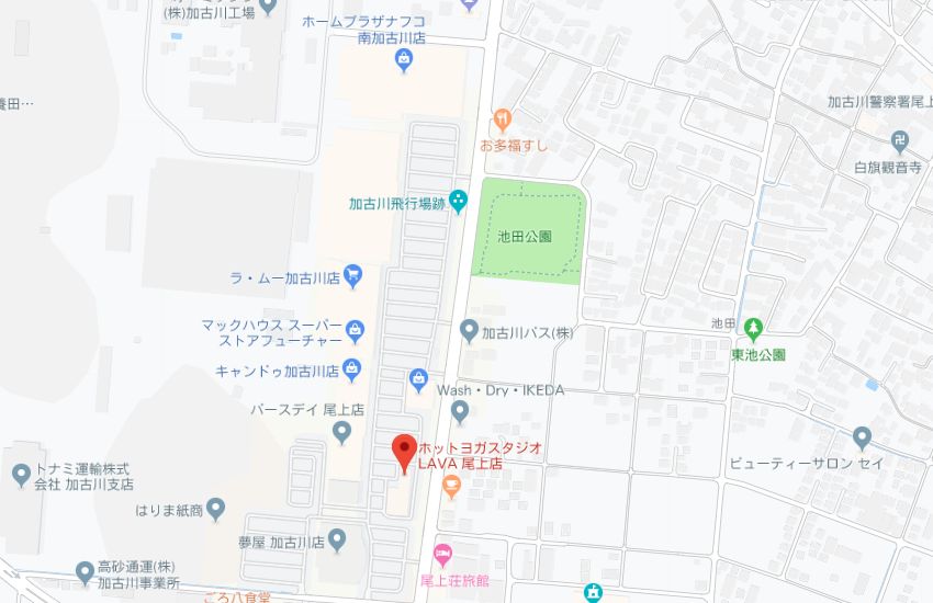 ホットヨガスタジオLAVA尾上店地図