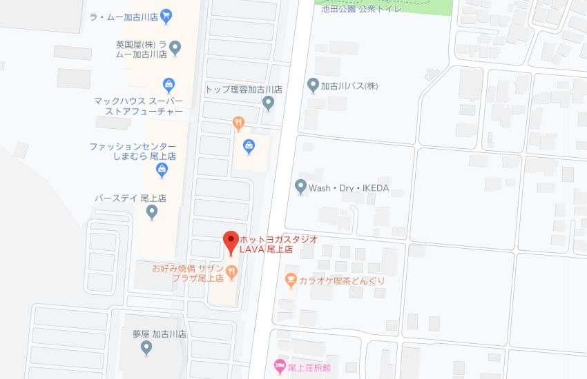 ホットヨガスタジオLAVA尾上店地図