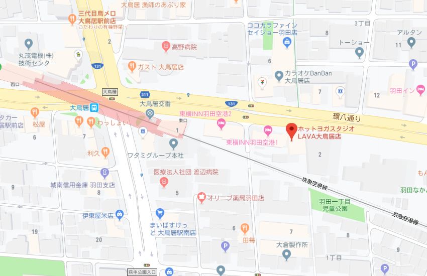 ホットヨガスタジオLAVA大鳥居店地図