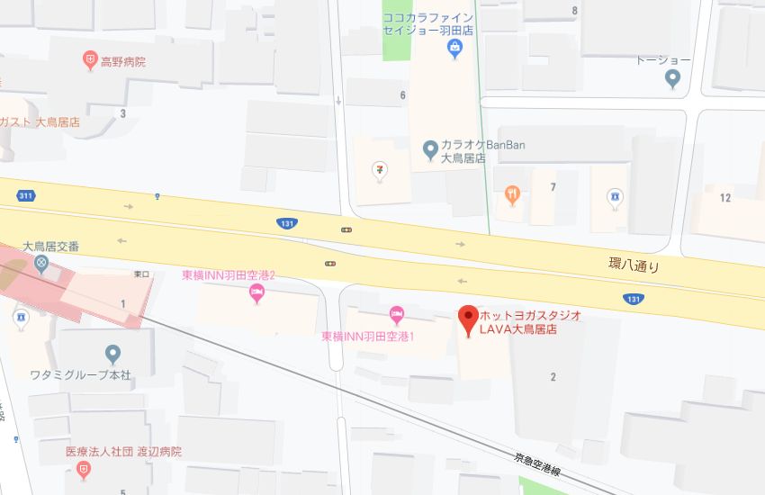 ホットヨガスタジオLAVA大鳥居店地図